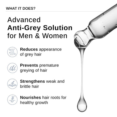 Bare Anatomy Advanced Anti-Grey Serum | Reduces Hair Greying | Silverfree Peptide + Biotin + Rosemary | Fast Absorbing, Odorless, Non-Sticky | Clinically proven formula For Men & Women | 50ml